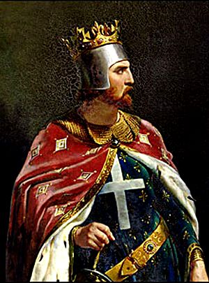 Rei Ricardo, coração de leão. No peito, a cruz, principal símbolo do cristianismo.
