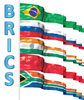 Os países que formam o grupo dos BRICS são: Brasil, Rússia, Índia, China e África do Sul