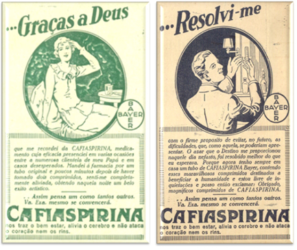 Anúncios da CafiAspirina, da Bayer