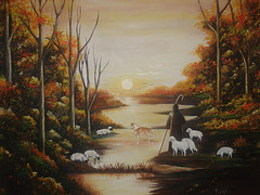 Quadro representando um pastor de ovelhas – ilustração típica do Arcadismo
