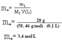 Resolução de exercício sobre concentração em mol/L