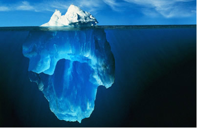 92% do iceberg fica abaixo da superfície da água
