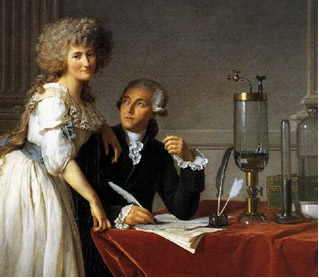 Lavoisier com sua esposa e assistente, Marie Anne