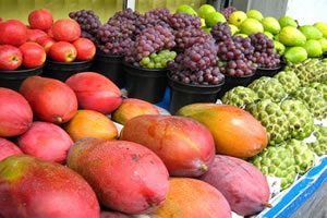 Frutas cultivadas sem agrotóxicos.