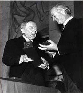 Linus Pauling (à direita) sendo premiado